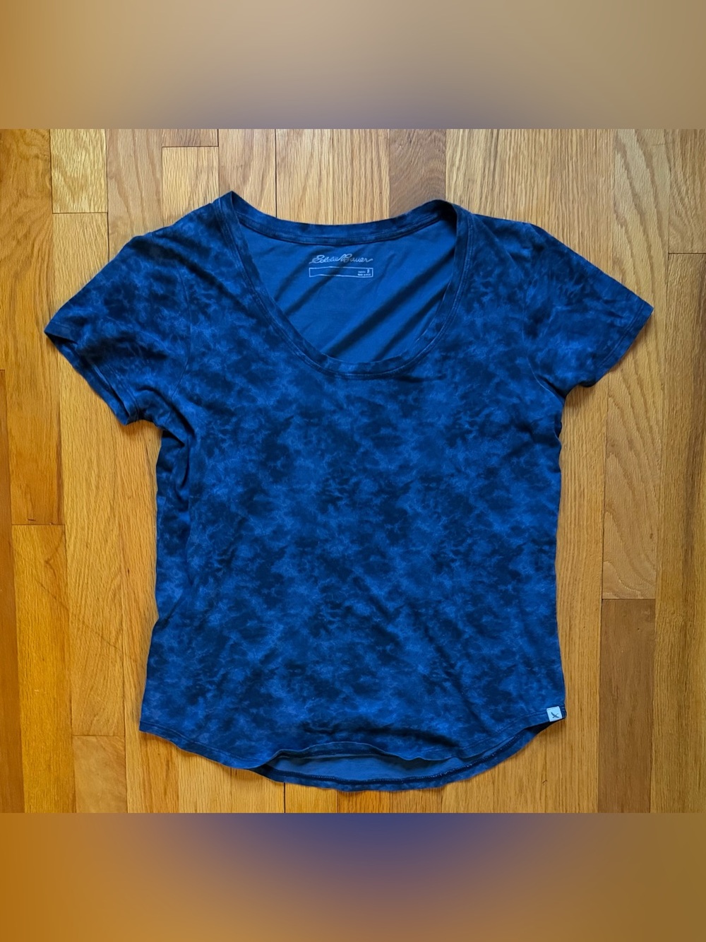 Eddie Bauer Dark Navy Tie-Dye Scoop Neck Tee